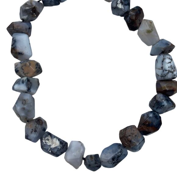 14k Gold Agate Bead Necklace Signed GSJ - Picture 3 of 9